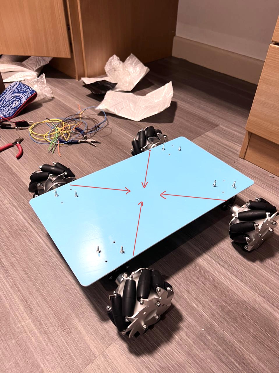 Mecanum wheeled bot top view
